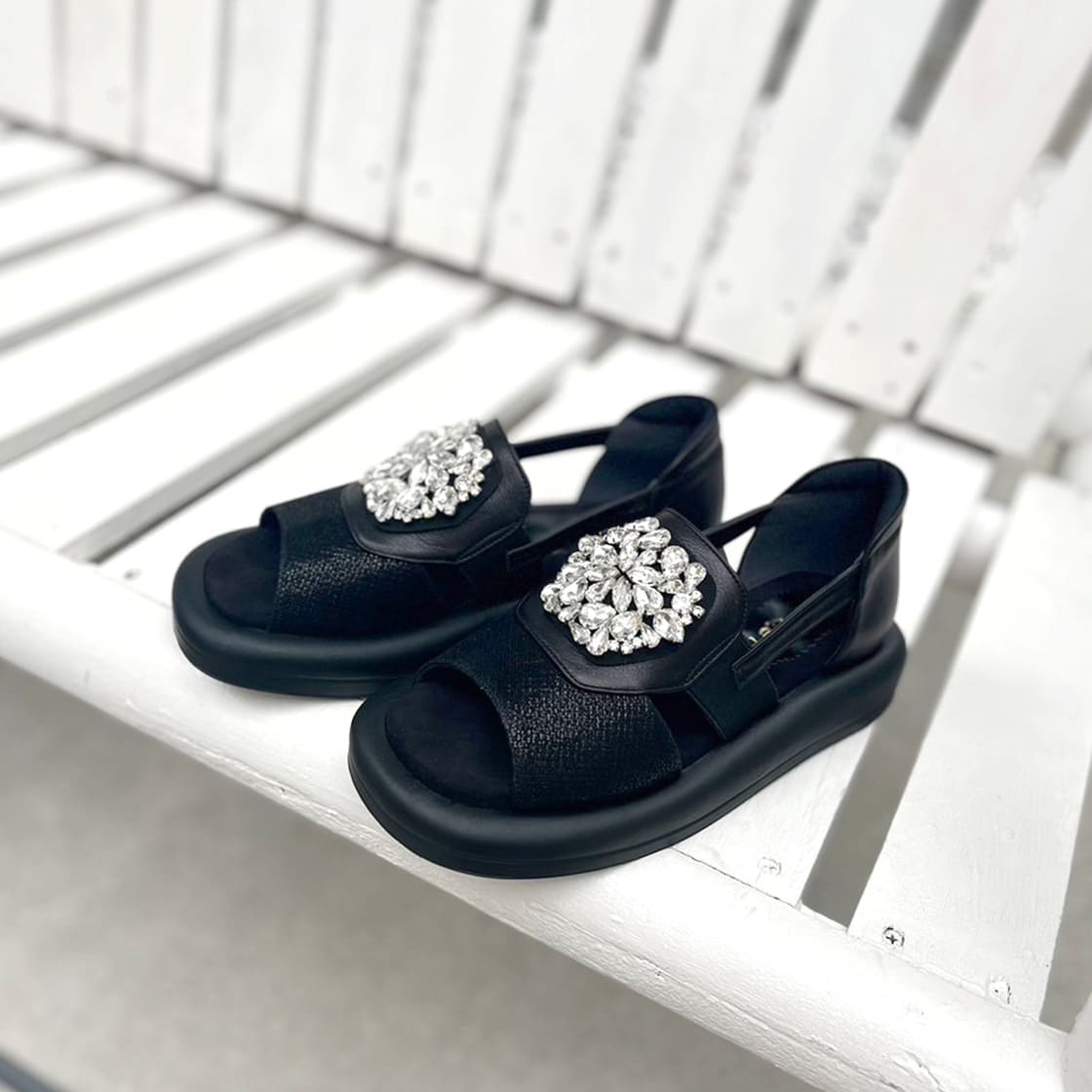 882304】ビジューデザインサンダル｜HAYASHIGO ONLINE SHOP
