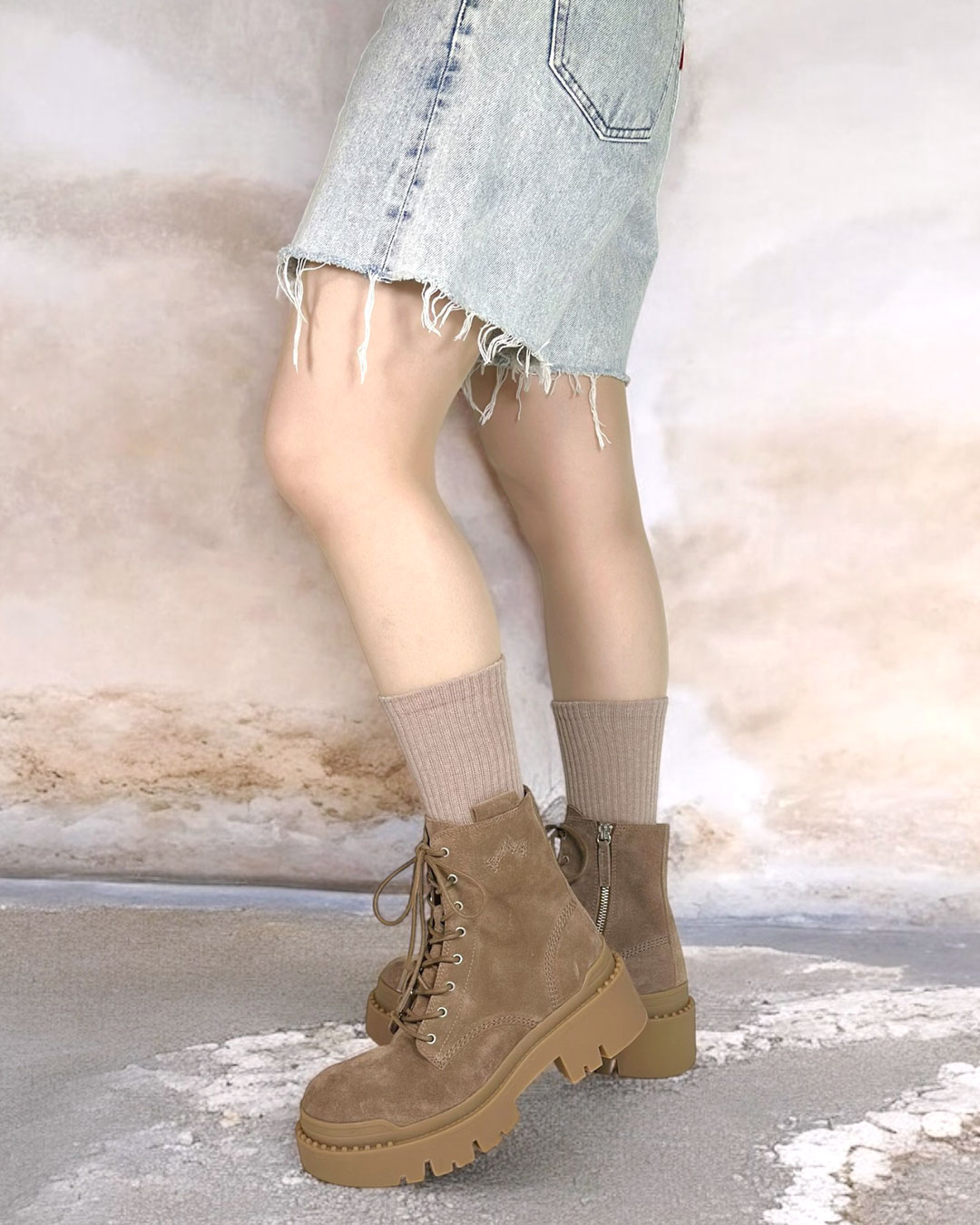 【NOAH】厚底レースアップブーツ