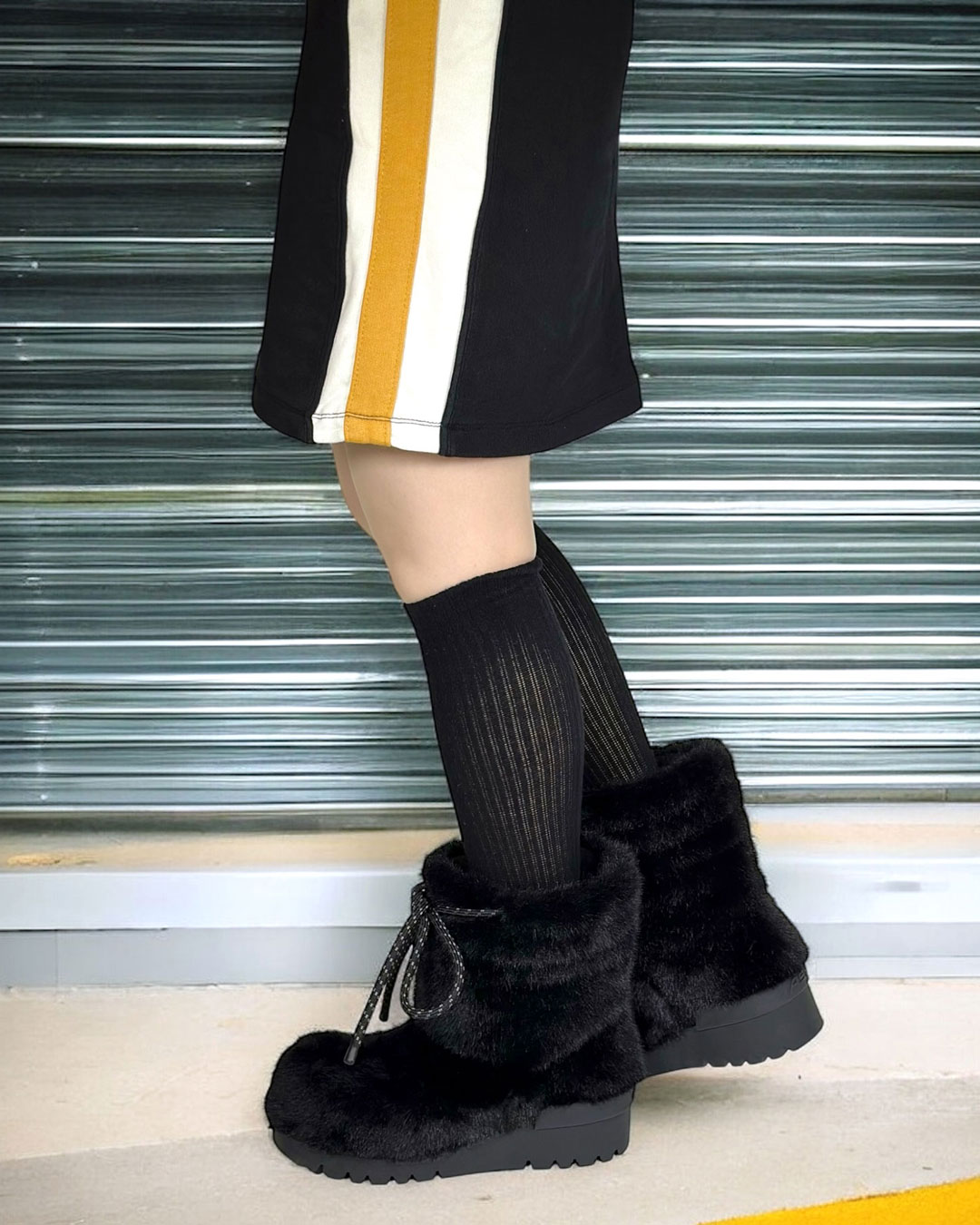 FYSP オリジナル　ゴシック風　厚底ファーブーツ（7cm増やす） FYSP オリジナル ゴシック風 厚底ファーブーツ（7cm増やす）