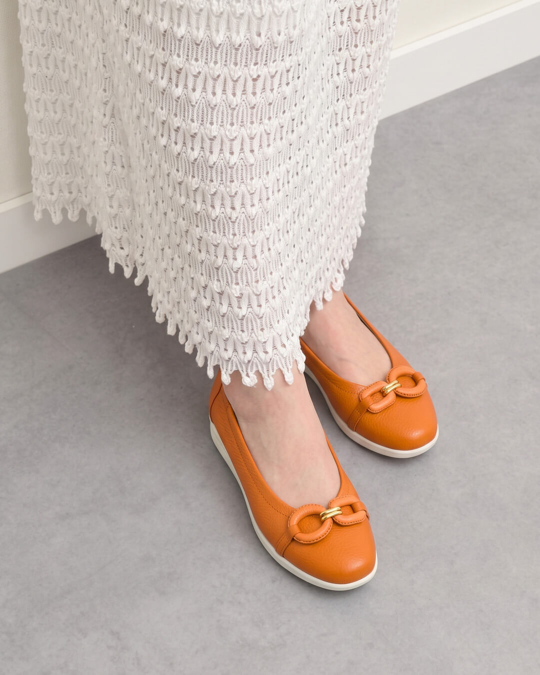 Bottega Veneta オレンジ 編み込みバレエパンプスシューズ オレンジ/イエロー | HAYASHIGO ONLINE SHOP -ハヤシゴオンライン