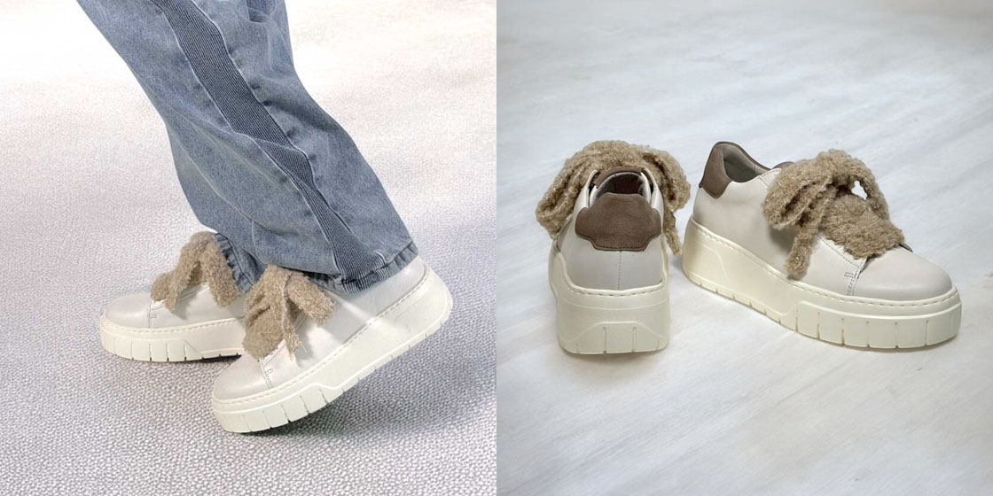 ニットシューレース厚底スニーカー