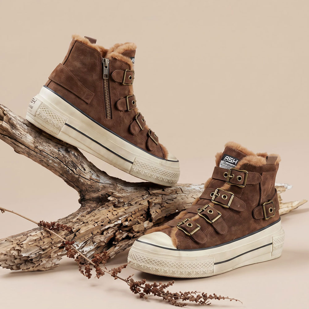 Fur High-Cut Sneakers